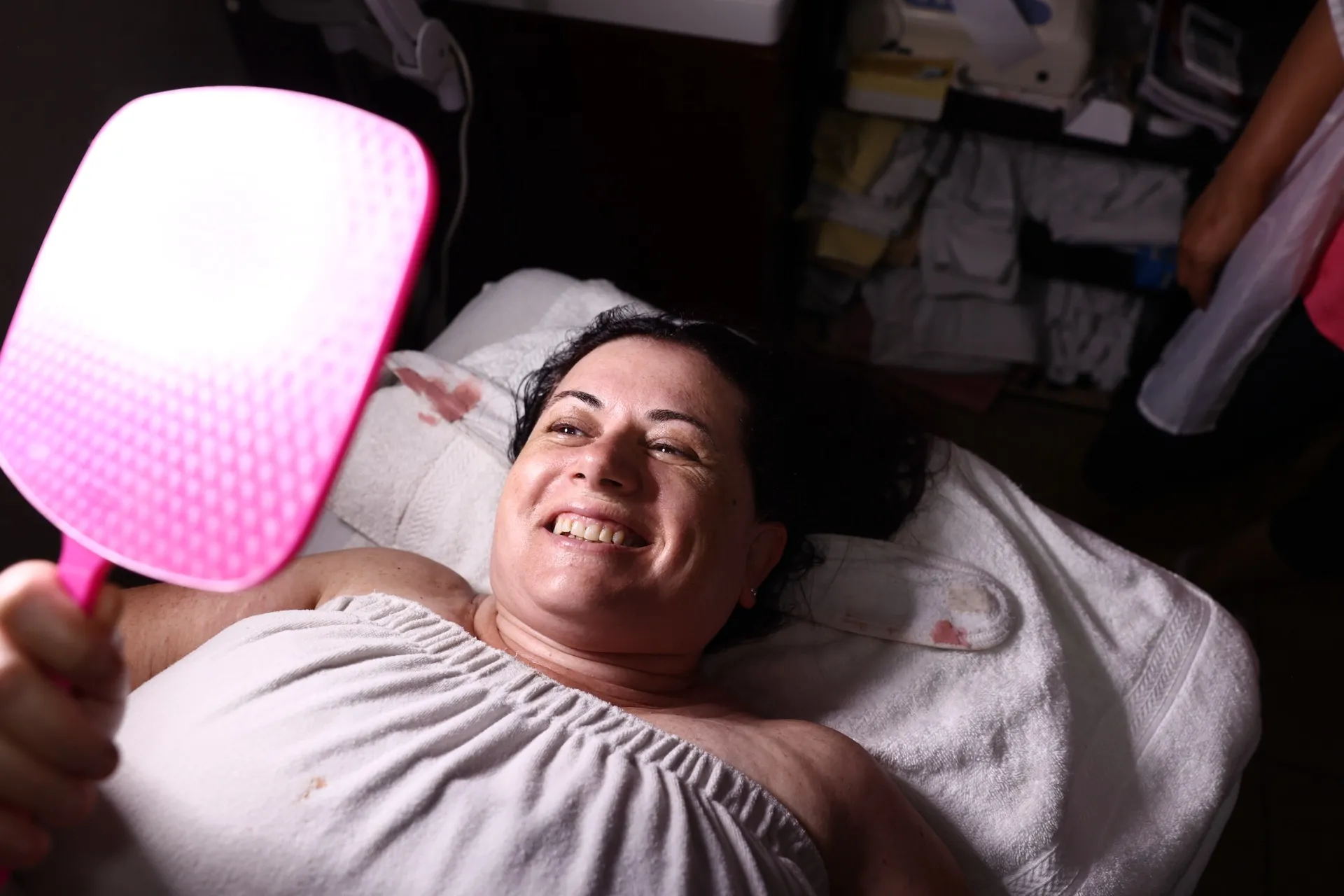 Guest enjoying LED skincare treatment